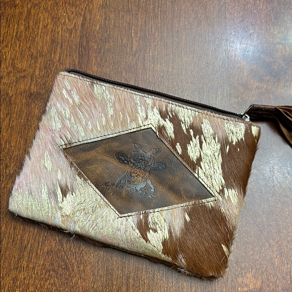 Cowhide Leather Pouch with Animal Design